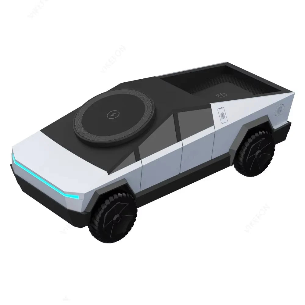 Desktop Cybertruck 3 in 1 Magnetic Fast Wireless Charger Phone Stand for Iphone 17 16 15 Pro Max Apple Samsung Watch Airpods Pro