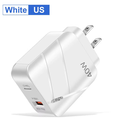 40W PD USB C Fast Charger - Quick Charge QC 3.0 Wall Adapter for iPhone 14, 13, Samsung, Xiaomi