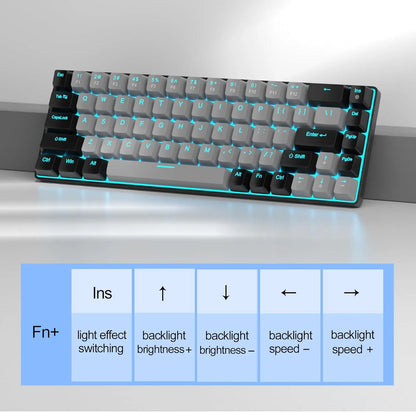 Magegee Portable 60% Mechanical Gaming Keyboard, Mk-Box LED White Backlit Compact 68 Keys Mini Wired Office Keyboard with Red Switch for Windows Laptop PC Mac - Grey