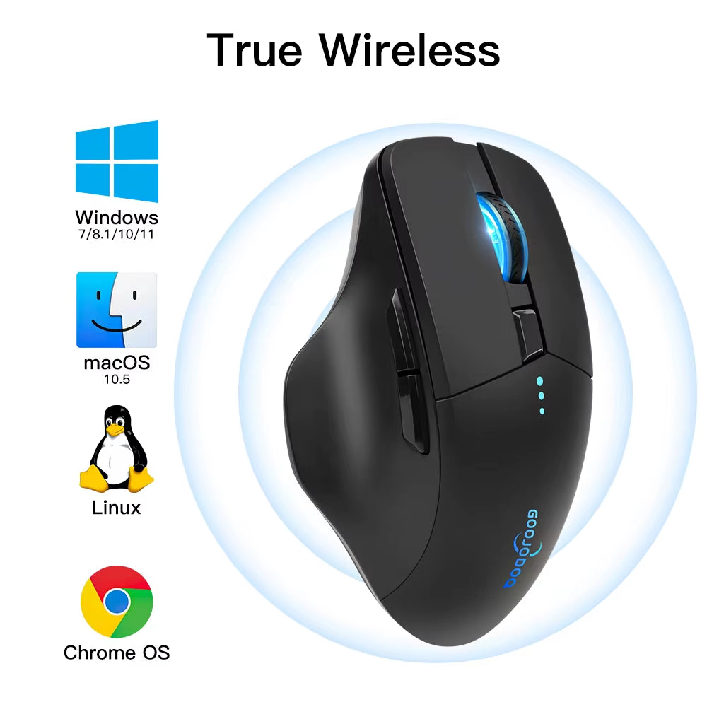 High-Precision Bluetooth Wireless Gaming Mouse - 4000 DPI Optical Sensor, 6 Silent Buttons for Macbook, Tablet, Laptop, and PC
