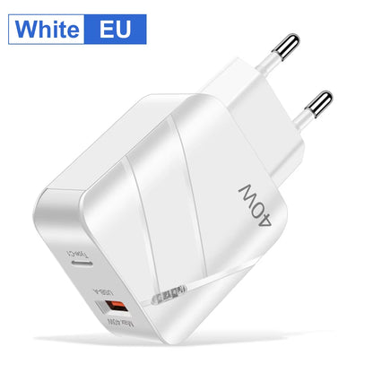 40W PD USB C Fast Charger - Quick Charge QC 3.0 Wall Adapter for iPhone 14, 13, Samsung, Xiaomi