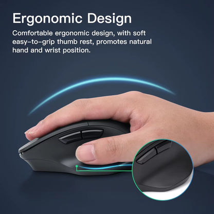 High-Precision Bluetooth Wireless Gaming Mouse - 4000 DPI Optical Sensor, 6 Silent Buttons for Macbook, Tablet, Laptop, and PC