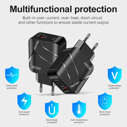 40W PD USB C Fast Charger - Quick Charge QC 3.0 Wall Adapter for iPhone 14, 13, Samsung, Xiaomi