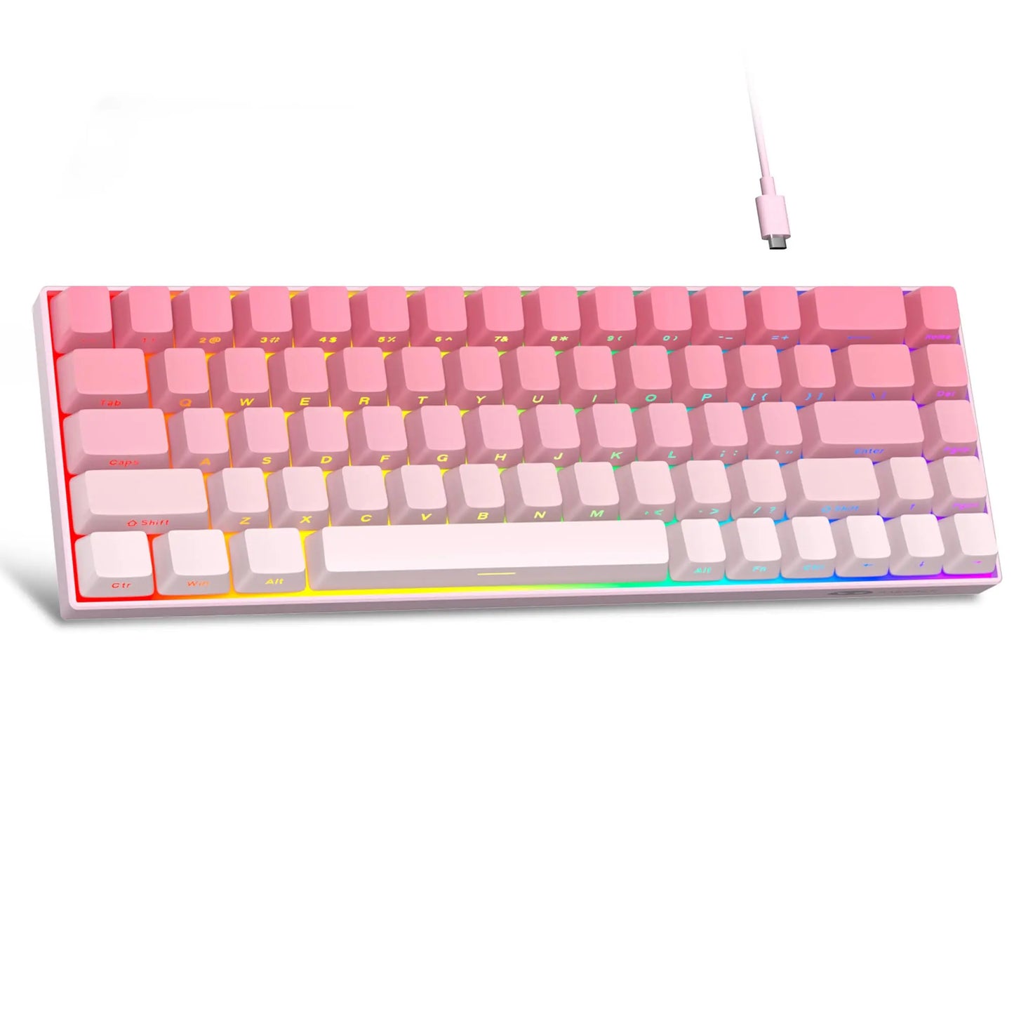 Magegee Portable 60% Mechanical Gaming Keyboard, Mk-Box LED White Backlit Compact 68 Keys Mini Wired Office Keyboard with Red Switch for Windows Laptop PC Mac - Grey