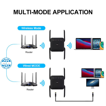 Boost Your Home Network with the High-Speed 5GHz AC1200 WiFi Repeater & Extender - Enjoy 1200Mbps Long Range Signal Amplifier!