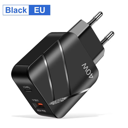 40W PD USB C Fast Charger - Quick Charge QC 3.0 Wall Adapter for iPhone 14, 13, Samsung, Xiaomi