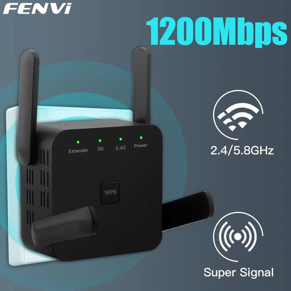 Boost Your Home Network with the High-Speed 5GHz AC1200 WiFi Repeater & Extender - Enjoy 1200Mbps Long Range Signal Amplifier!