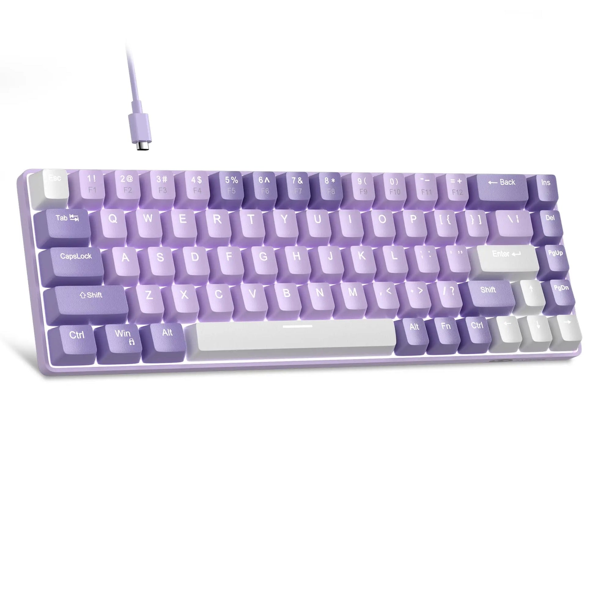Magegee Portable 60% Mechanical Gaming Keyboard, Mk-Box LED White Backlit Compact 68 Keys Mini Wired Office Keyboard with Red Switch for Windows Laptop PC Mac - Grey