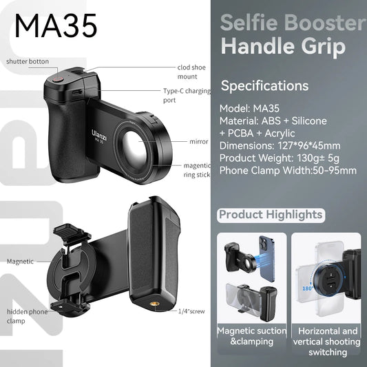 MA35 Bluetooth Selfie Stabilizer Handle with MagSafe Shutter for iPhone - Ultimate Mobile Photo Stand