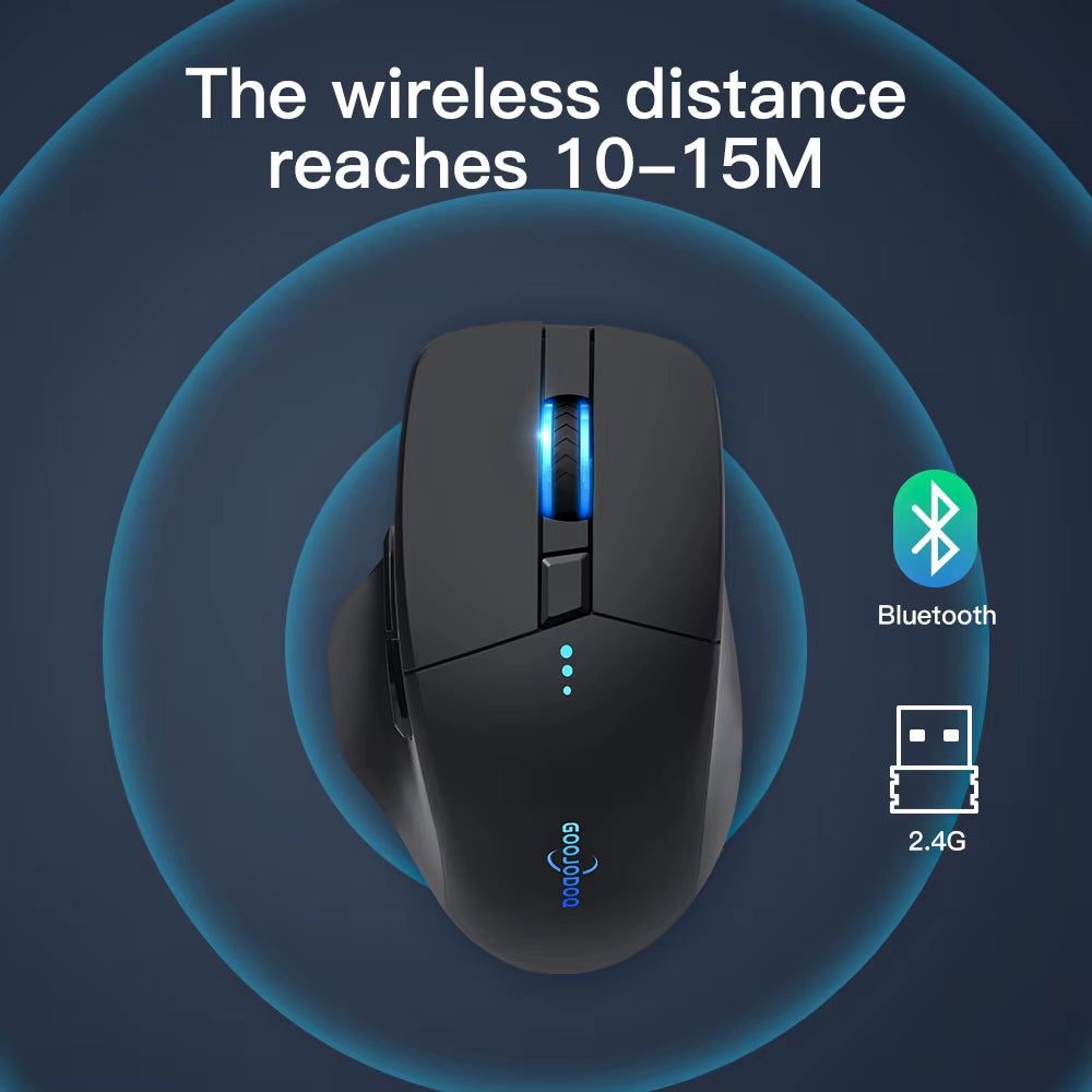 High-Precision Bluetooth Wireless Gaming Mouse - 4000 DPI Optical Sensor, 6 Silent Buttons for Macbook, Tablet, Laptop, and PC
