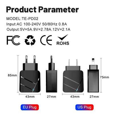40W PD USB C Fast Charger - Quick Charge QC 3.0 Wall Adapter for iPhone 14, 13, Samsung, Xiaomi
